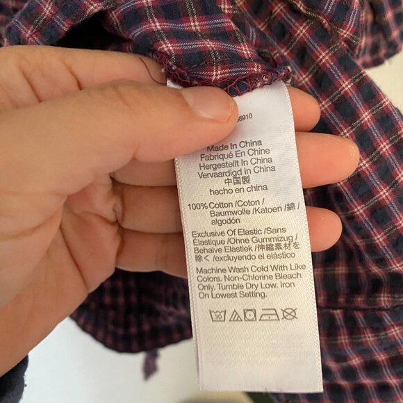 ☀️ MADEWELL Flutter-Sleeve Side-Tie Wrap Top in Plaid XS Crop Casual Boho Cute - Picture 4 of 6